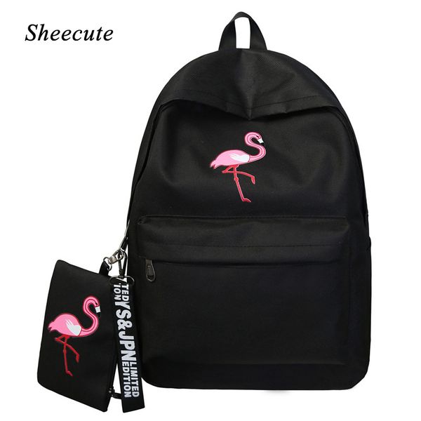

girls school bags children backpacks student bags large capacity fashion flamingo print canvas backpack for teenage girls bags 1031