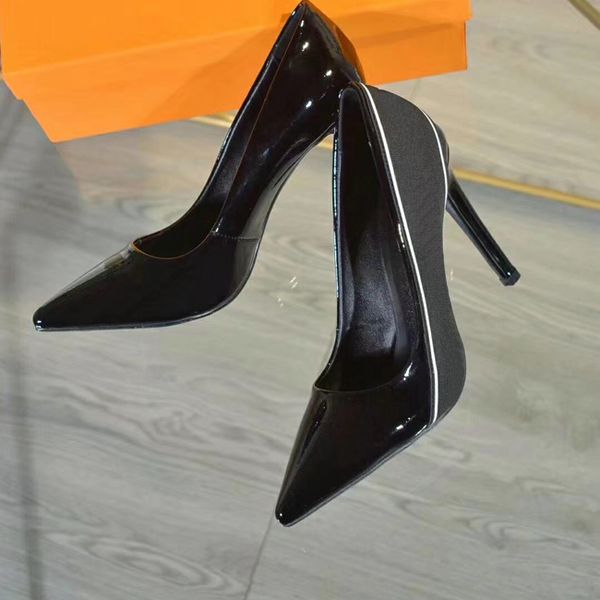 

fashion designer women shoes high heels 10cm nude black red leather pointed toes pumps dress shoes