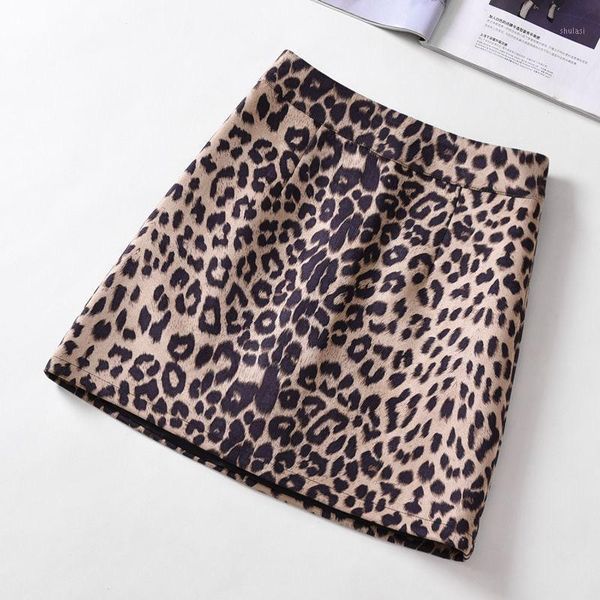 

leopard print mini skirts for women high waist slim vintage short skirts korean style female chic big size casual skirt1, Black