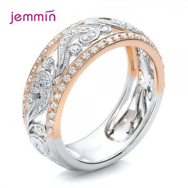

cluster rings selling multi color 14k rose gold micro pave cz zircon flower ring for women 925 sterling silver party fashion jewelry gift, Golden;silver