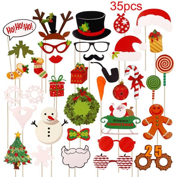 

fengrise photo booth реквизит новогодние украшения смешные маски с рождеством photobooth с новым годом 2018. вечеринок bbyamu bwkf