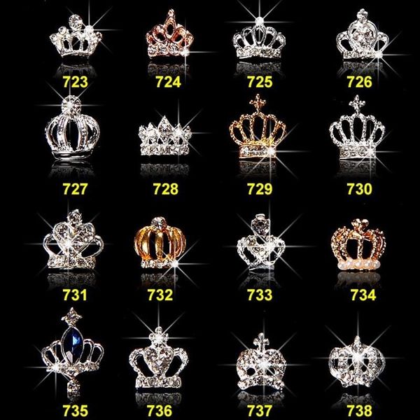 

10pcs/set 3d art silver & gold crown shape shining crystal rhinestones nail jewelry accessories new