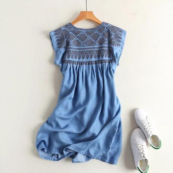 

summer women tencel denim dress high waist pleated sleeveless mini soft jeans dress short denim beach dress loose stlye, Black;gray