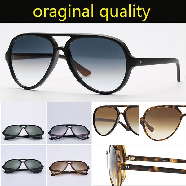 

4125 ray brand sunglasses men women retro classical sun glasses 5000 model nylon frame g15 lenses original packages cat design, White;black