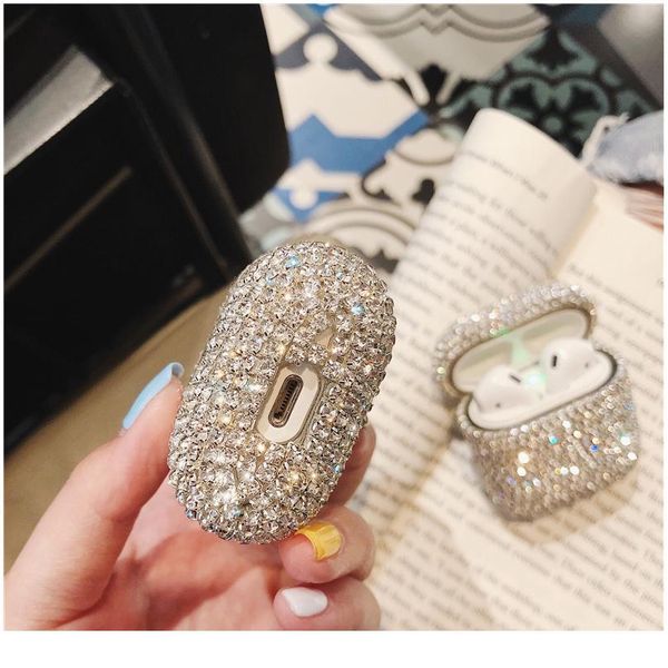 

luxury 3d bling diamonds hard case for airpods 1 2 protective wireless bluetooth earphone accessories cover char jllxsi