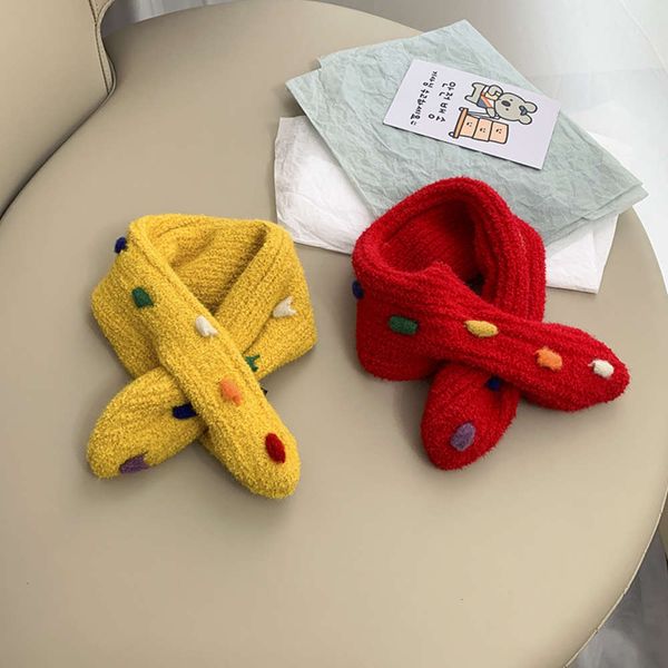 

scarf dongdamen baby japane korean sweet cover autumn and winter warm children's chenille cross neck, Red;brown