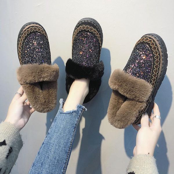 

cotton shoes women 2020 new soft younger sister snow boots cute japanese plus velvet flat korean joker students women shoes, Black