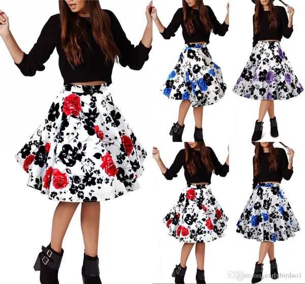 

vintage cotton skirt women mini summer skirt high waist floral flare pleated women skirt fs0223, Black