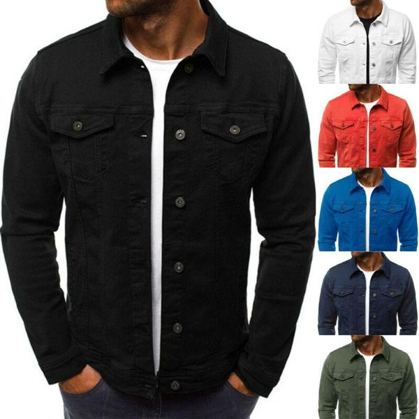 

men's jackets men denim jean jacket coat pocket long sleeve slim fit outerwear fashion casual clothes sell m-3xl, Black;brown