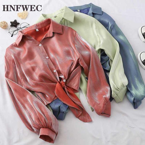 

2020 autumn new fashion long-sleeved shirt women's lapel loose short casual shirt d4581, White