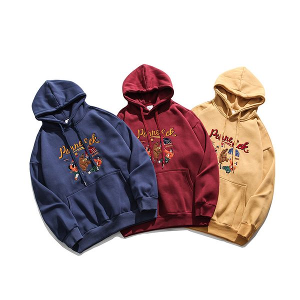

2021 new embroidery with hoodie cartoon plush for man woman c0h8, Black