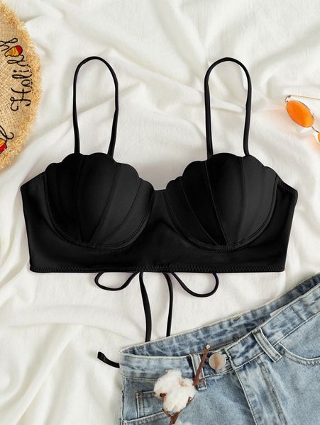 

scallop trim push up bikini p8if#, White;black