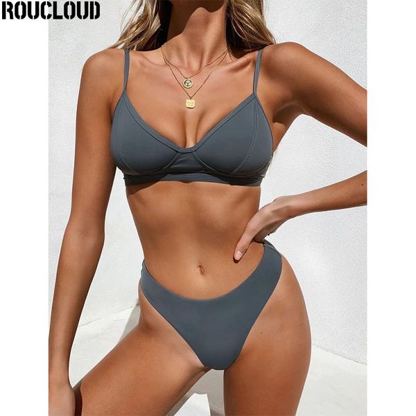 

2020 women swimwear bikini set push up high waist solid beach bathing suit brazilian thong swimsuit bikini swim suit femme t200708, White;black