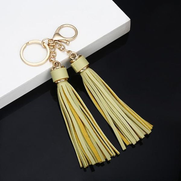 

double pu leather tassel key chain chiffon key ring for lady bag ornaments creative fashion charm keychain key holder eh891 h sqciuw