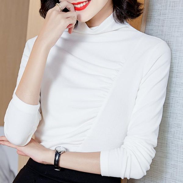 

women's blouses & shirts blusa long sleeve winter turtleneck white blouse shirt women blusas mujer de moda 2021 clothing d943