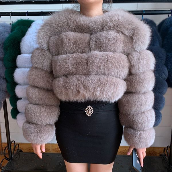 

20120 new моды пальто short real шуба женщины natural fox шубы winter nine quarter рукава теплая одежда теплый coatx1019, Black