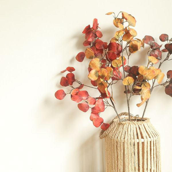 

simulation plants round copper leaf decor home garden decor silk artificial plant wall wedding decoration background fake leaves