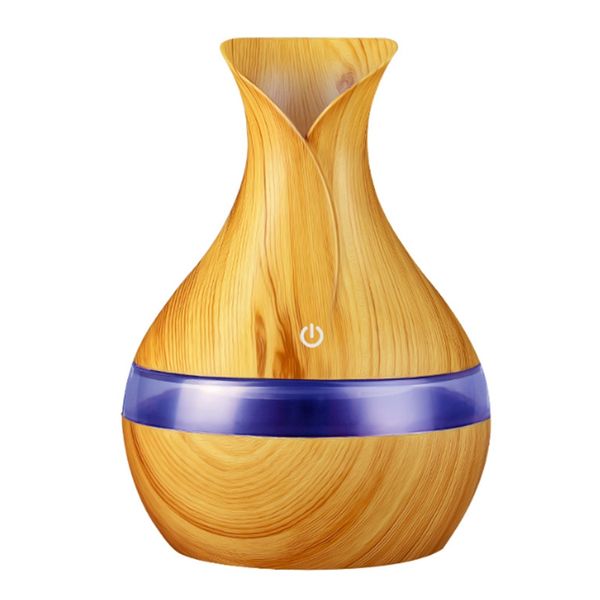 Commercio all'ingrosso 300ml Aroma Diffusore di olio essenziale Umidificatore ad ultrasuoni Purificatore con forma di venatura del legno 7 colori che cambiano le luci a LED per la casa dell'ufficio