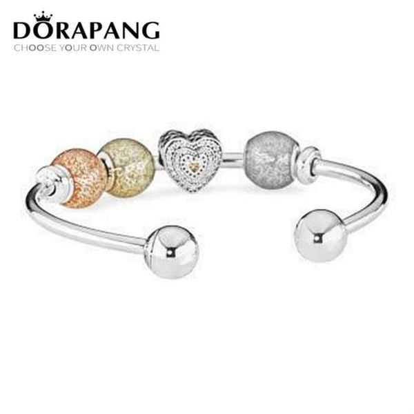 

2021 925 sterling silver double-headed classic crystal bracelet clear cz charm bead fit diy bracelets set factory wholesale good quality, Golden;silver