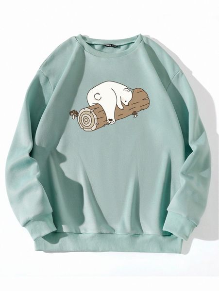 

cartoon print thermal lined sweatshirt i25m#, White;black