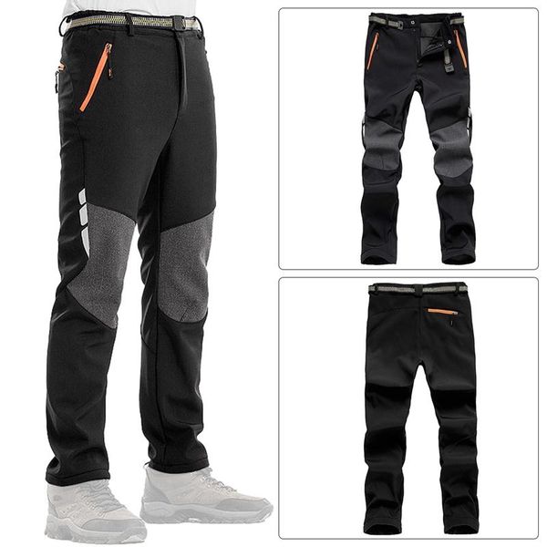 

men's outdoor sports autumn and winter plus velvet thickening warm and windproof mountaineering fishing trousers, Black;blue