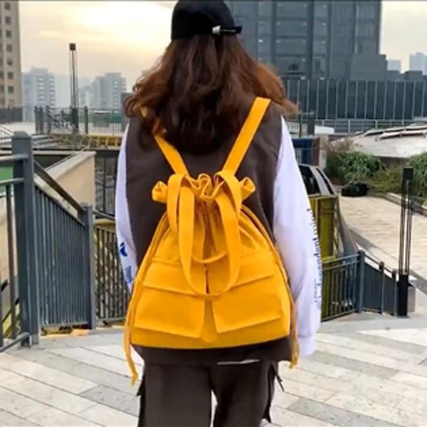 

drawstring women's backpack 2020 new cotton canvas bag fashion japanese literary students women bag