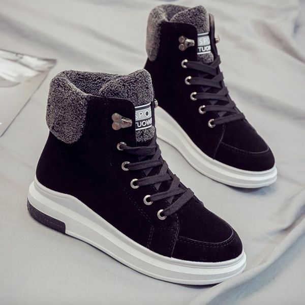

timalina women boots fashion flock women casual shoes breathable spring/autumn winter lace-up flats platform sneakers, Black