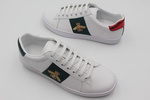 

with box classic fashion men women sports casual shoes luxurys designer snakeskin ace bee embroidered striped walking sneakers, Black