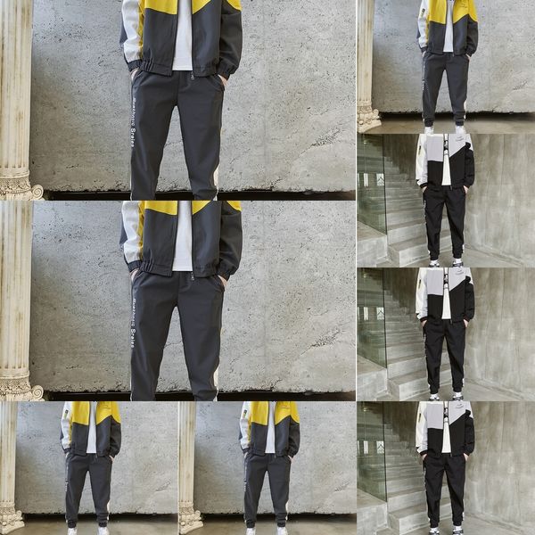 

fmcfm autumn 2020 new casual suit youth trend men's wear autumn sports new sports two piece fashion sportswear men's suit bj6na, Black