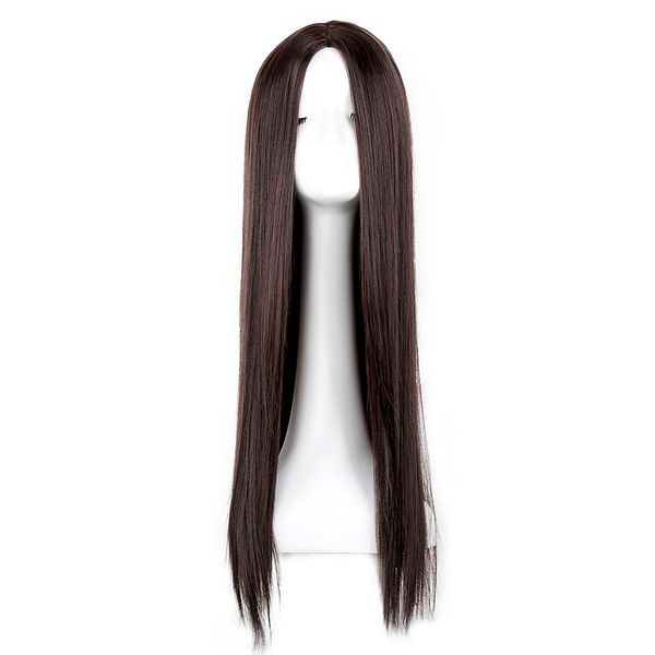 

costume accessories fei-show brown wig synthetic heat resistant fiber long straight hair female salon women middle part line party hairpiece, Silver