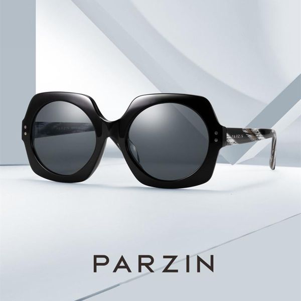 

sunglasses parzin women retro acetate polarized driving glasses big frame sun for female uv 400 9740, White;black