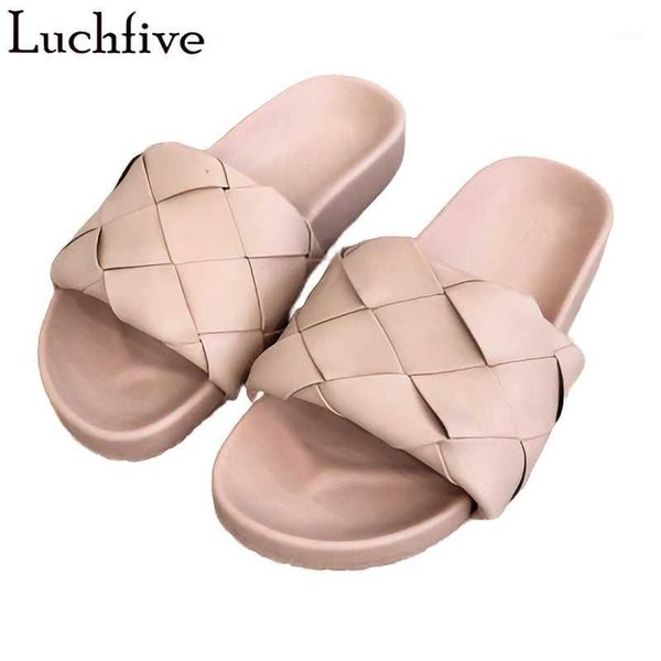 

diamond weave women slippers open toe slides ladies shoes runway thick sole shoes woman pink zapatos mujer1, Black