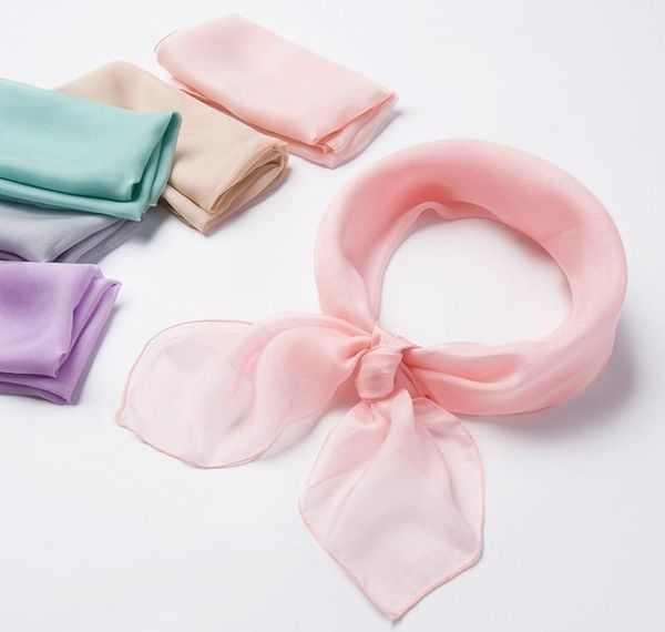 

65*65 cmsolid color women square scarf 100% natural silk wraps elegant floral spring summer head neck hair ti jllcnf yy_dhhome, Blue;gray