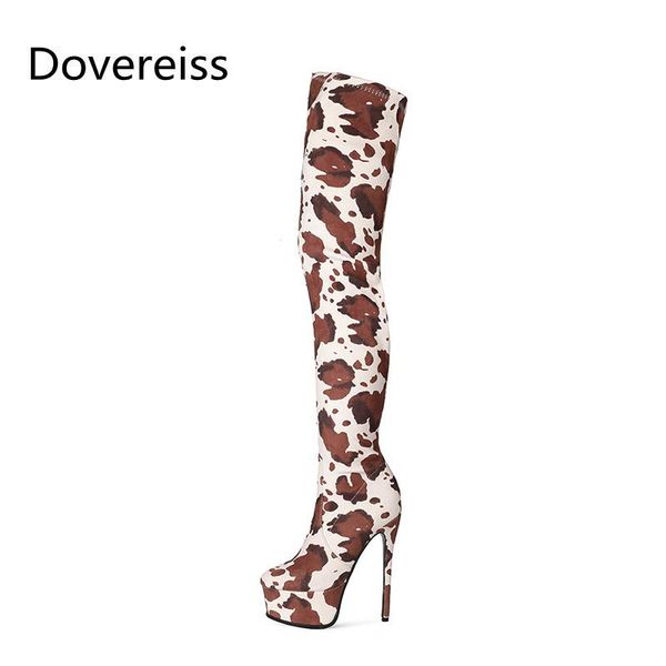 

boots dovereiss fashion women's shoes winter pointed toe waterproof zipper over the knee ladies stilettos heels 35-45, Black