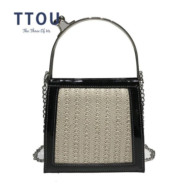 

ttou заплатки ручки сумки для женщин 2020 ранцы tote мода сумки из соломы сумка crossbody vintage lady chain bag