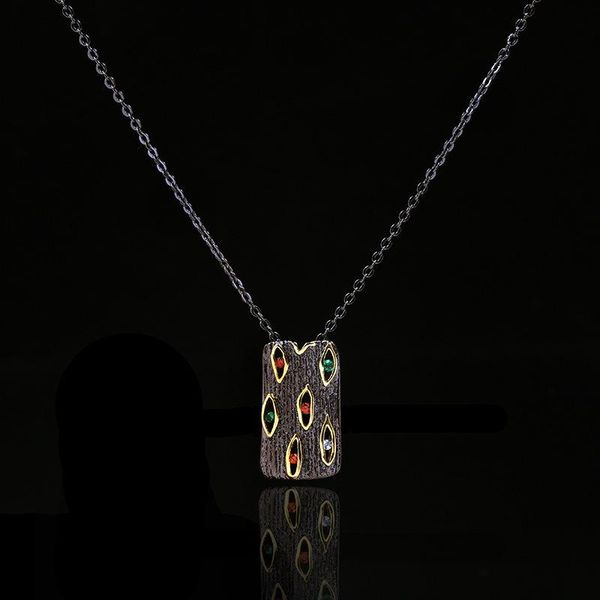 

Colorful zircon necklace 925 silver for women jewelry Chains Necklaces Vintage Geometric necklace wedding party women gift