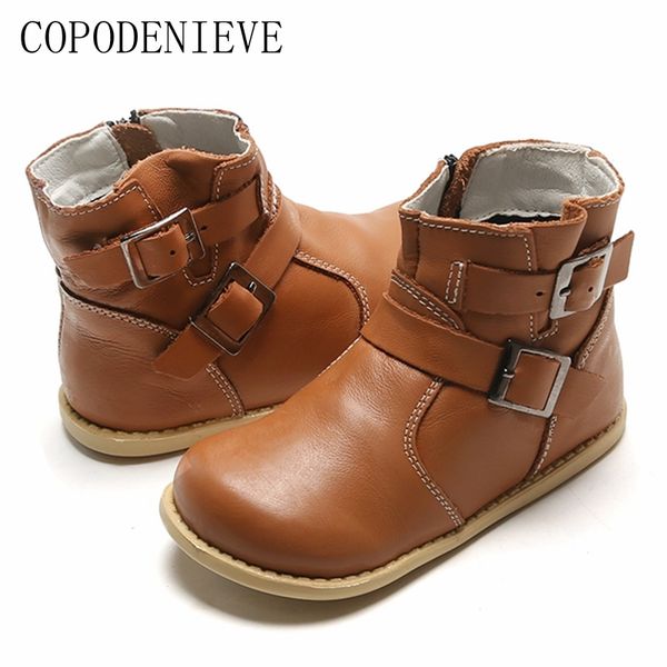 

copodenieve kids winter girls boys boots real leather shoes for school girl q1117, Black;red