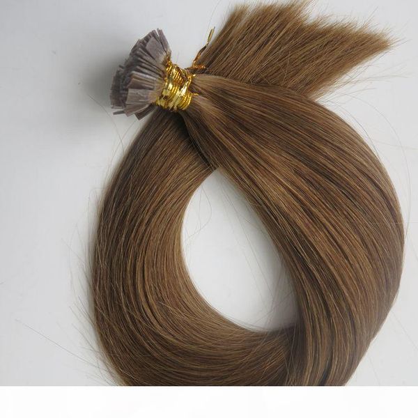

200g 1set=200strands pre bonded flat tip hair extensions 18 20 22 24inch #6 medium brown brazilian indian remy keratin human hair, Black