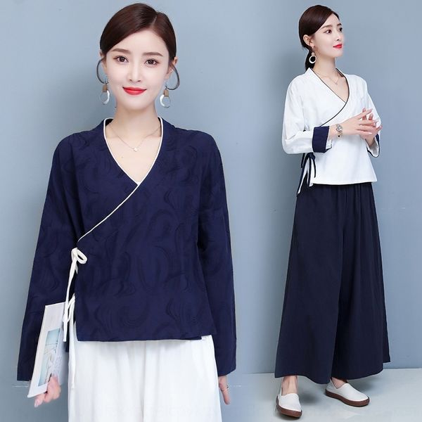 

o27nq chinese jacquard zen tea short clothes coat yoga coat short coatsuit two-piece linen and cotton yoga suit for women fedte, Gray