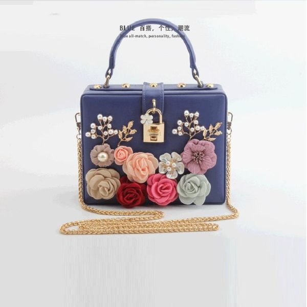 

brand 2020 women pearl beaded flower handbag fashion shoulder crossbody bags day clutches bags