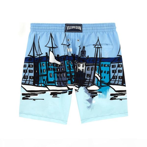 

vilebre men beach shorts board trunks shorts casual quick drying male swimsuits bermuda tropical beach style fashion print active shorts, White;black