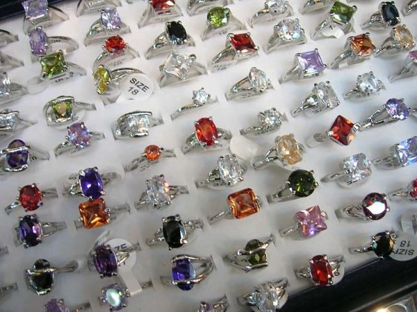 

plated classic fashion rhinestone silver mix rings style for women and girls wholesale jewelry 50factory/lot, Golden;silver