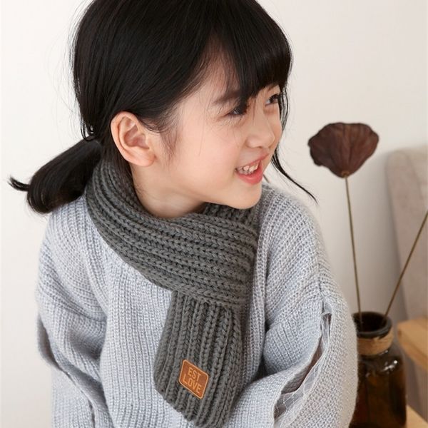 

striped winter scarf gray22 kids pompom baby scarf warm neck warmer scarves for children 201026, Blue;gray