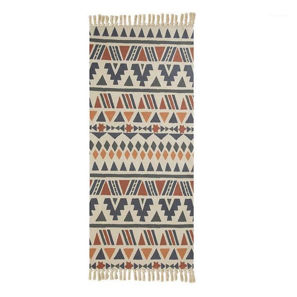 

bohemian home decorative cotton linen hand woven rugs geometric floor mat bedroom living room carpet with tassels home decor1