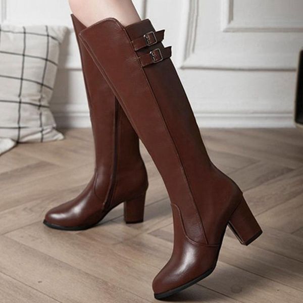 

lapolaka large sizes 43 fashion elegant zipper knee high ladies heels winter boots woman shoes female, Black