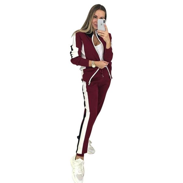 

mvgirlru women's tracksuit autumn zipper cardigans trousers up down two-piece set women's long-sleeved sweater pants suits, Gray