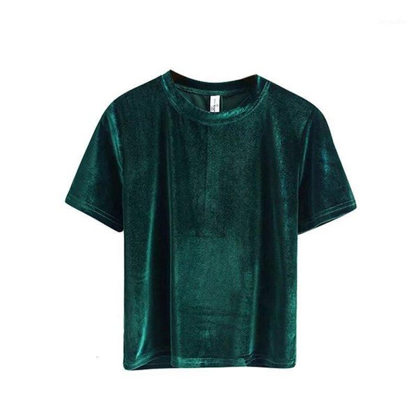 

vintage crew neck velvet t-shirt 2017 women tshirt short sleeve female summer clothing1, White