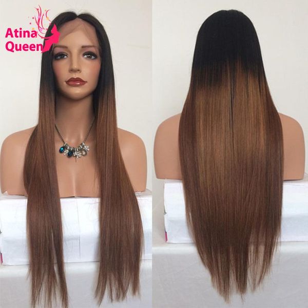 

lace wigs brazilian ombre honey blonde 1b 27 colored human hair straight hd transparent part for black women remy, Black;brown