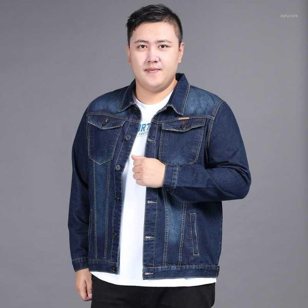 

big 8xl 7xl 6xl spring new plus size classic denim jacket men brand clothing cotton casual men jean jacket blue solid coat male1, Black;brown