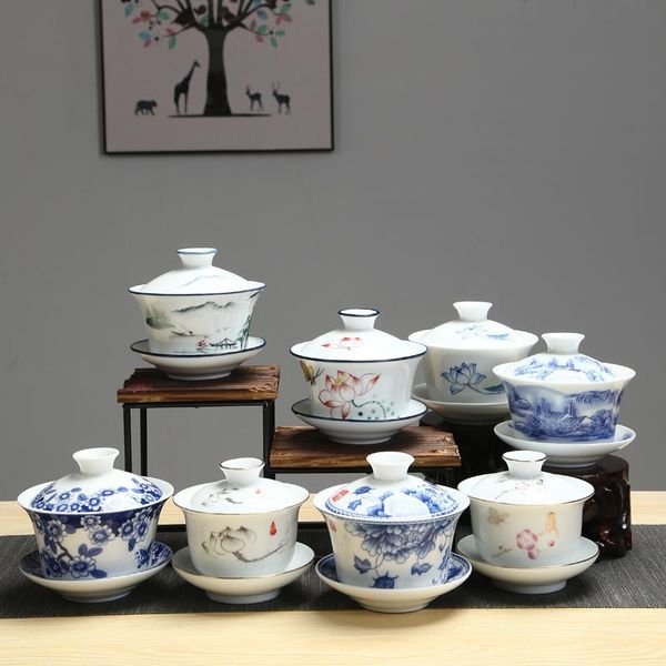 

tangpin big capacity ceramic tureen gaiwan teacup handpainted cha bowl chinese kung fu tea sets 200ml bbyjxy lipper